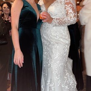 Emerald green Jenny Yoo style Logan dress Fabric: Stretch Velvet